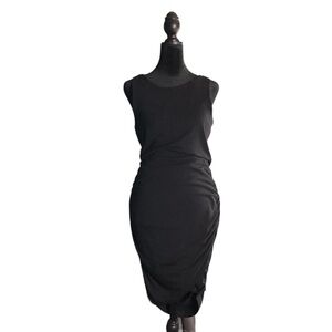 Athleta Black Modal Tank Midi Dress with Ruching, Sporty, Athletic